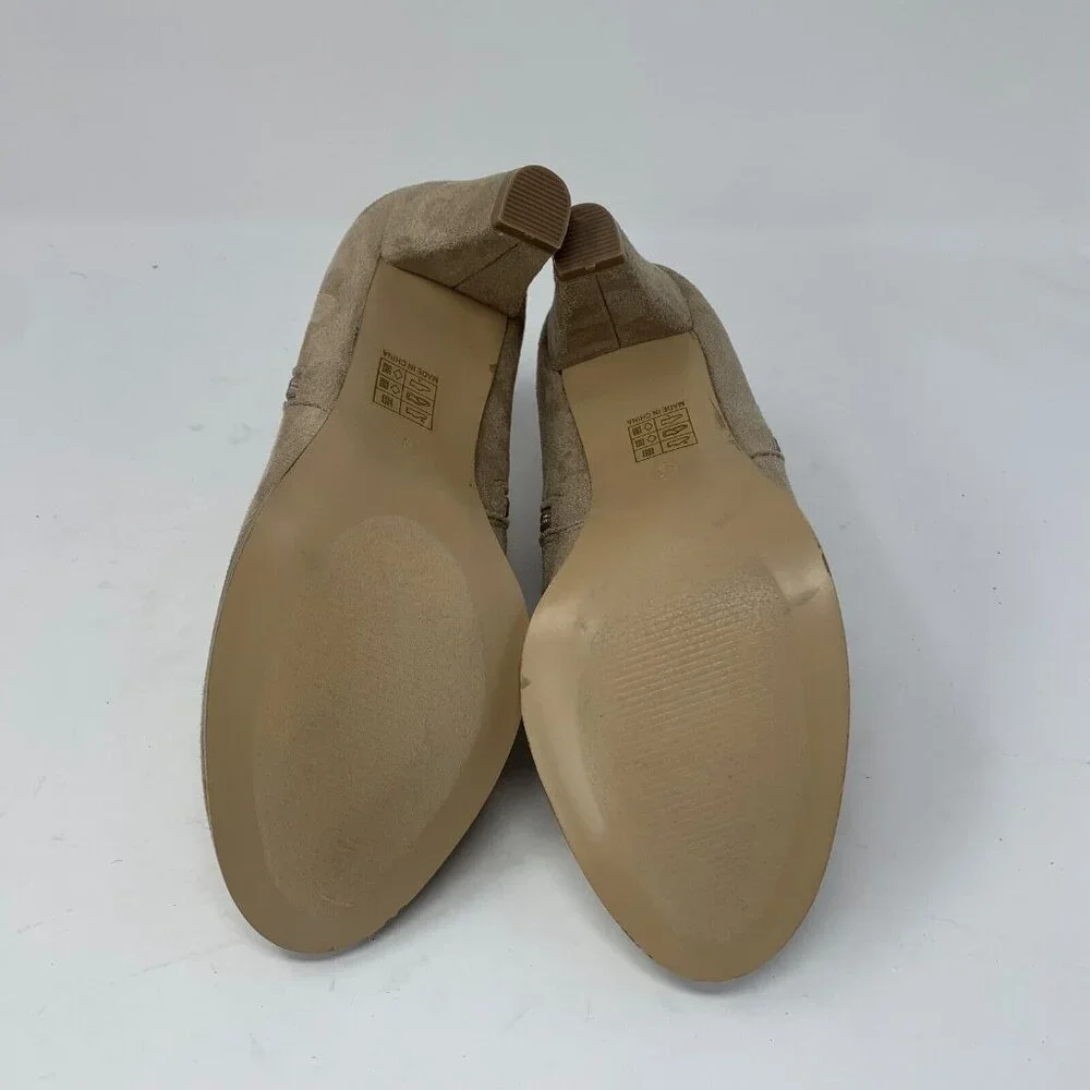 Journee Collection Sanzi Low Cut Booties Womens 7 Taupe Vegan Suede Zipper S0757